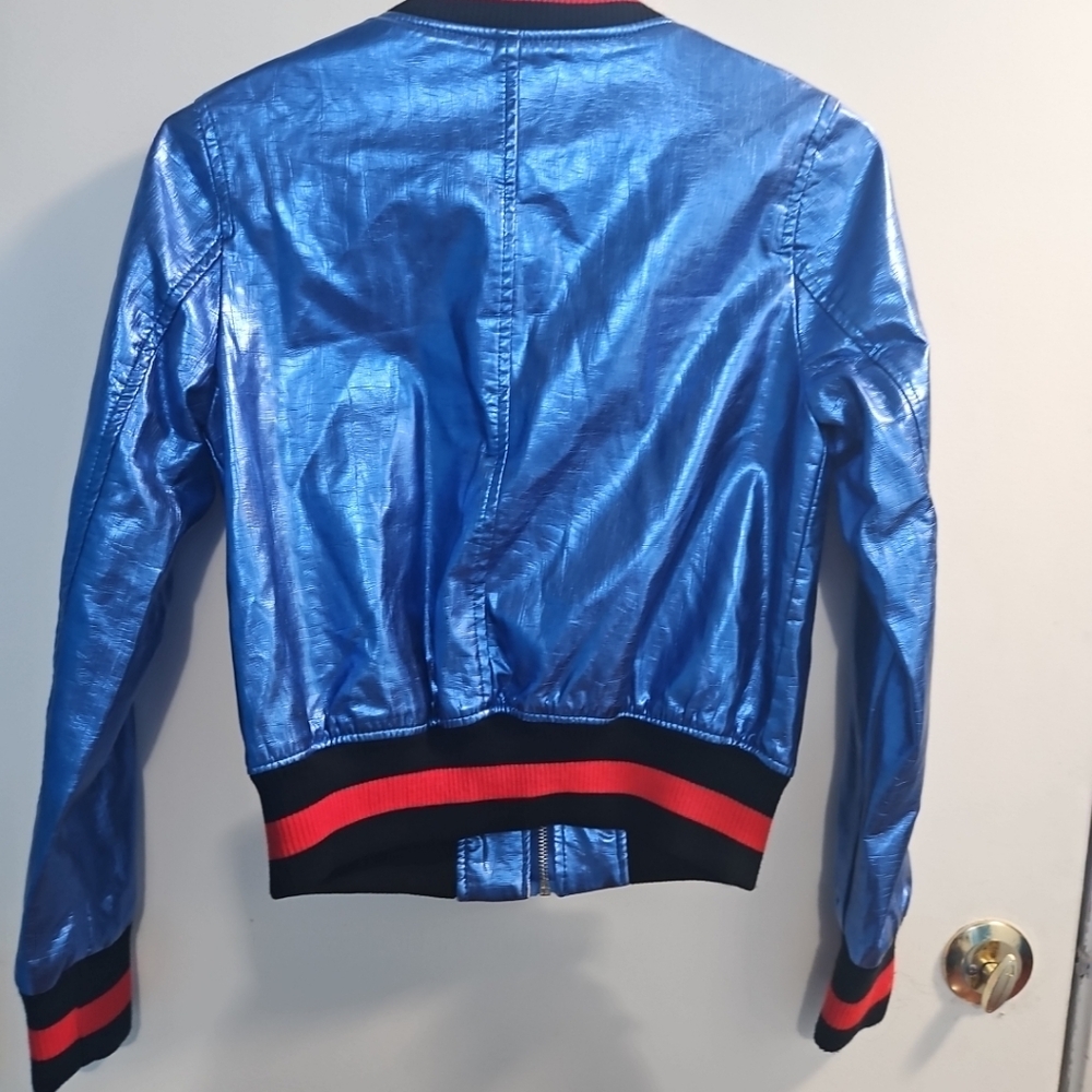 Size Blue Small Aftf Basic Bomber Jacket With Emb… - image 5